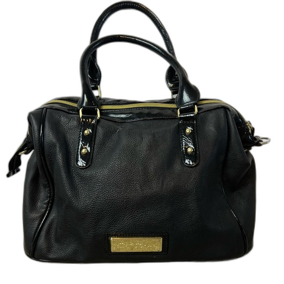 Betsey Johnson Satchel/Shoulder Bag Black Multi Colored Stones - Picture 3 of 16